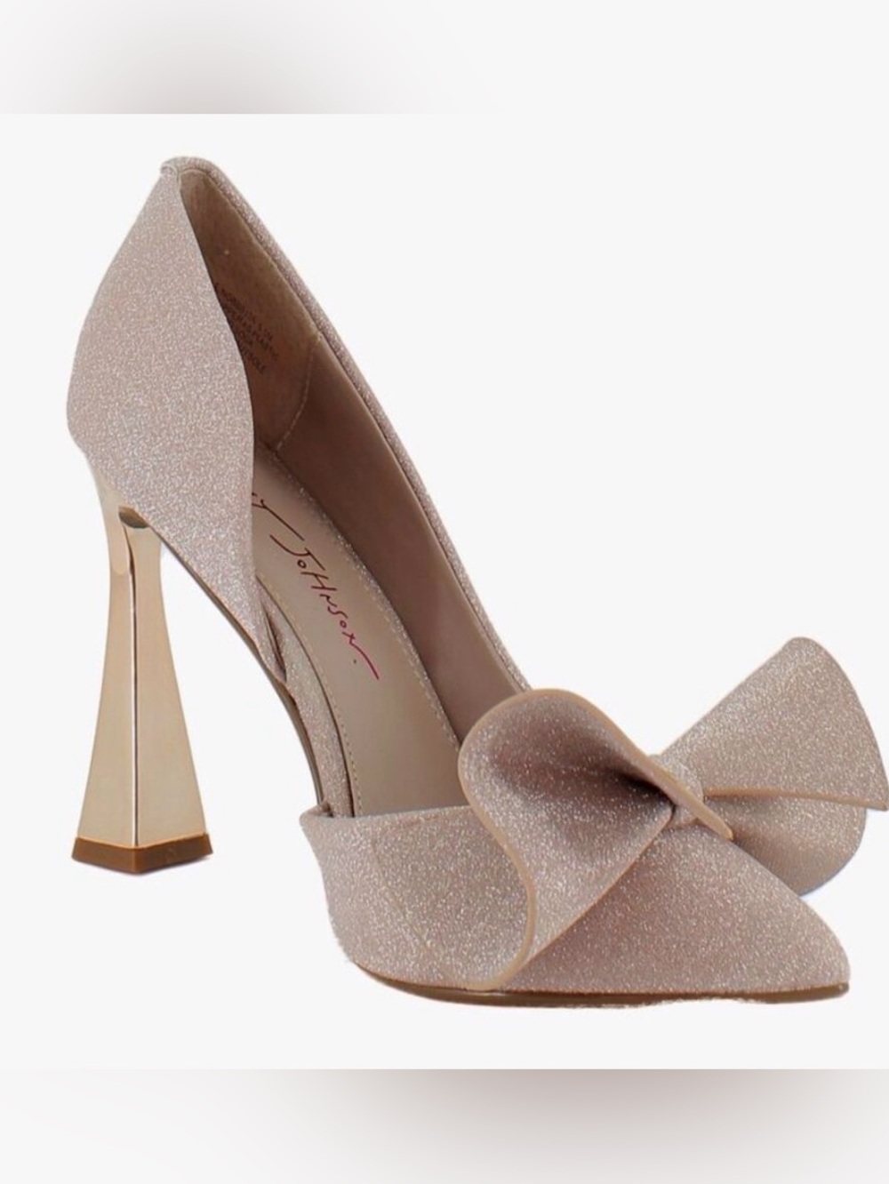 Betsey Johnson Nobble Pump Women's Glittery Pink Champagne Gold Heel Shoes sz 7